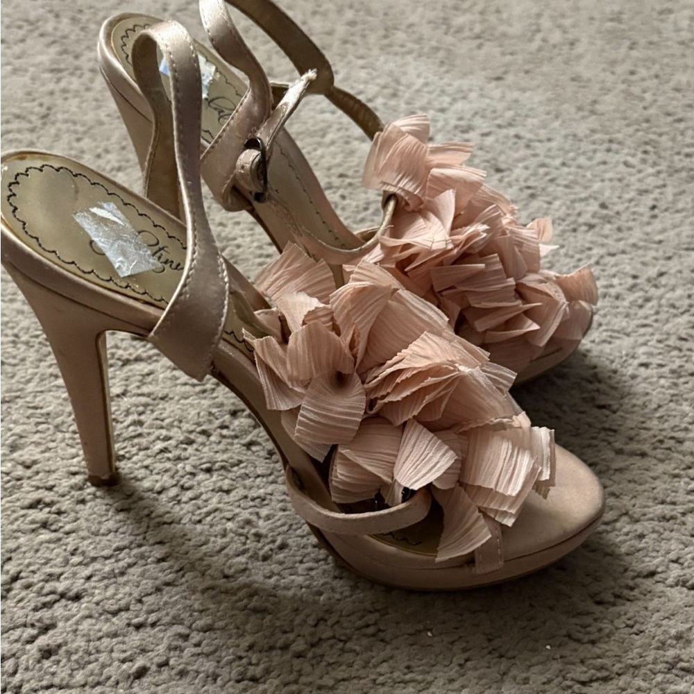 Chic Blush Ruffle Heels